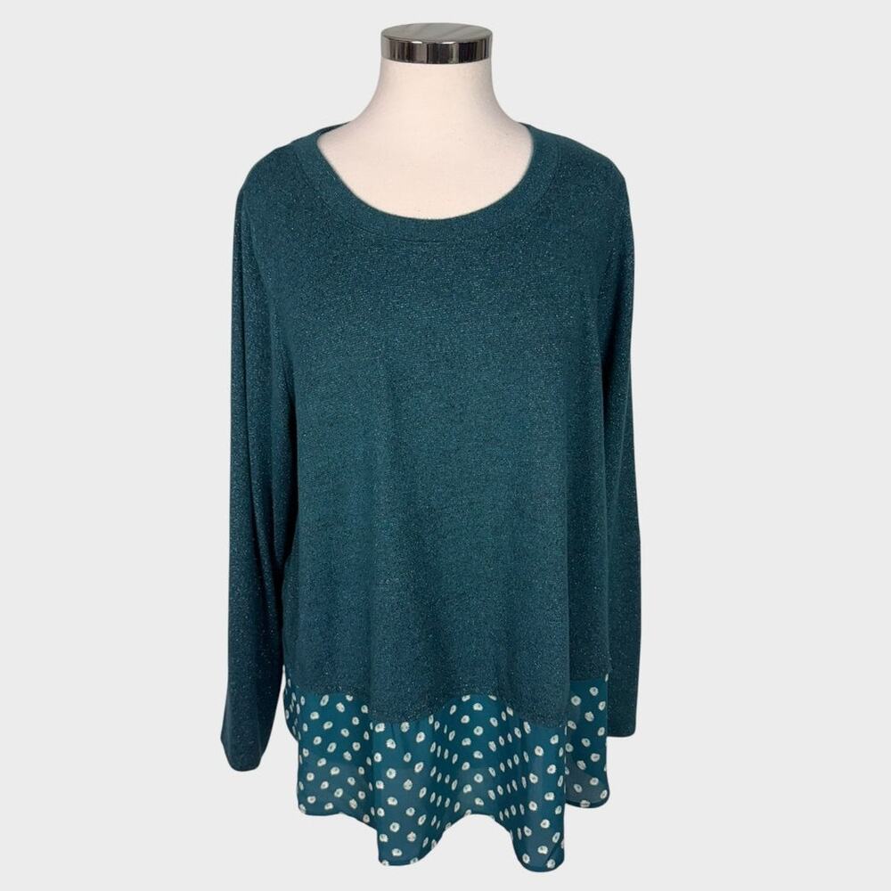 Evri Womens 1X Blue Knit Tunic Top